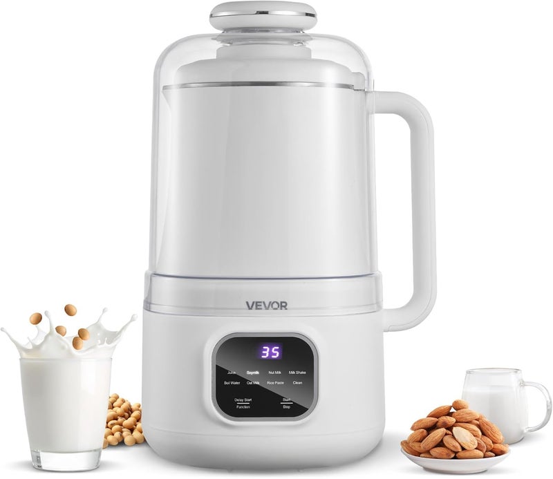 VEVOR 8-in-1 Nut Milk Maker, 34 oz Soy Milk Maker with Soundproof Cover for Homemade Oat, Nut, Soy, Juice, Milkshake, Rice Cereal, Plant-Based Beverages with Self-Cleaning, Boil Water, 12-Hour Delay - Image 1